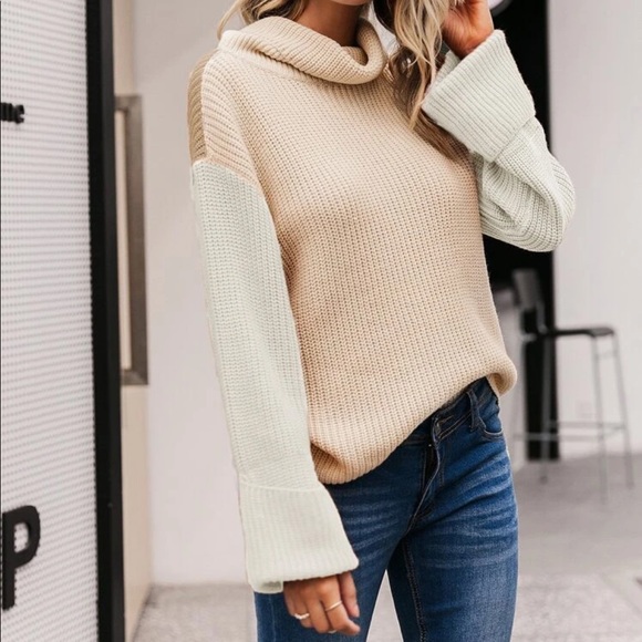 colorblock high neck sweater - Picture 6 of 6
